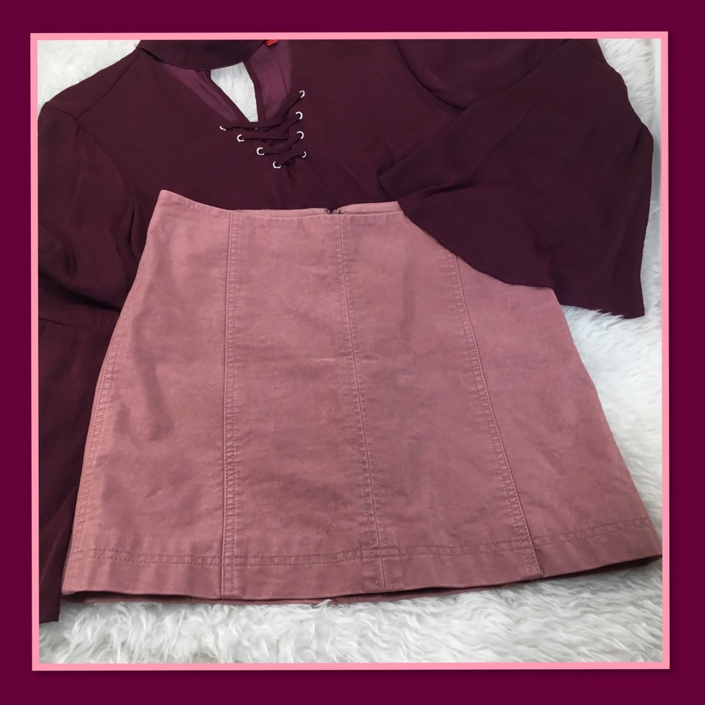 FREE PEOPLE FAUX SUEDE VEGAN LEATHER SKIRT 4